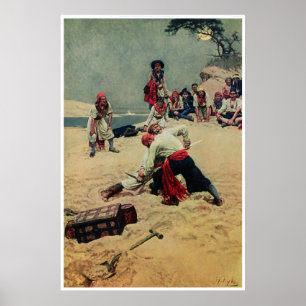 Póster Lucha de los piratas sobre el tesoro