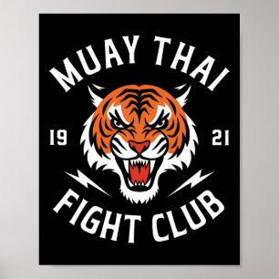 Póster Lucha de Tigre de Muay Thai Kickboxing Fighters Th