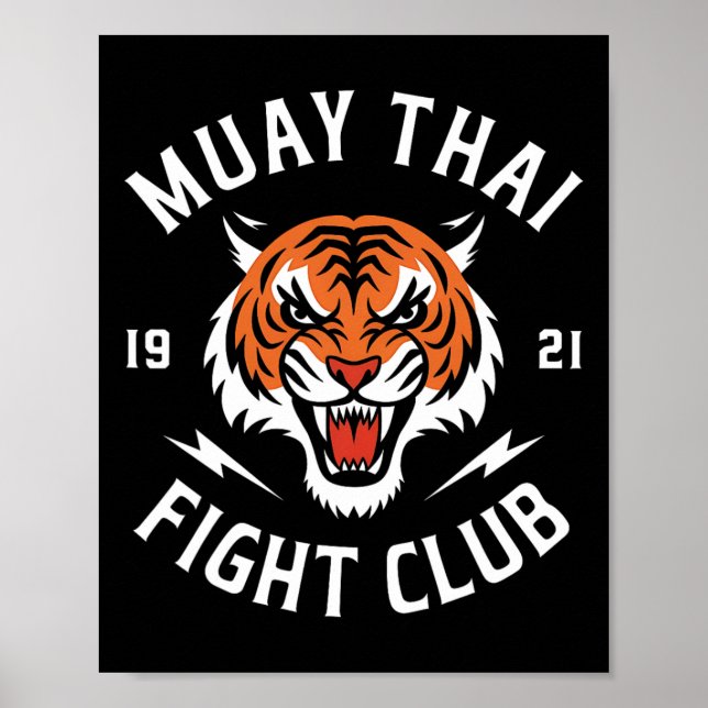 Póster Lucha de Tigre de Muay Thai Kickboxing Fighters Th (Frente)