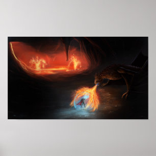 Póster Lucha del dragón de Badass en una cueva
