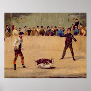 Póster Lucha del perro (aceite en el papel)