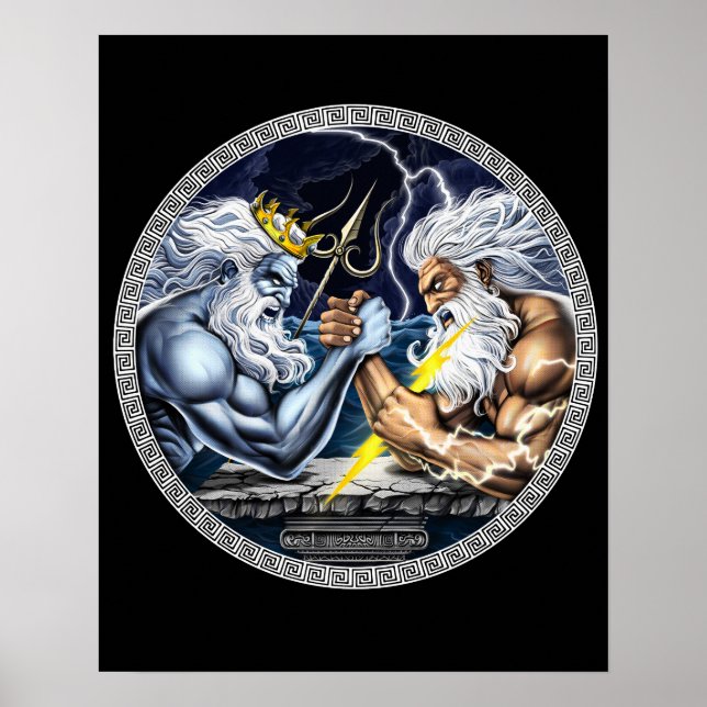 Póster Lucha entre el brazo de Zeus y Poseidon (Frente)