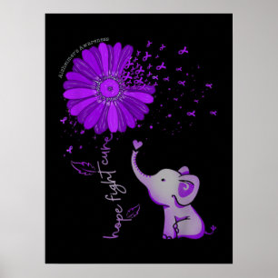 Póster Lucha Esperanza Elefante Lindo Alzheimer Cinta Mor