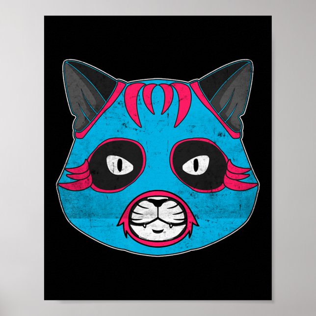 Póster Lucha libre un gato usa máscara de lucha de Luchad (Frente)