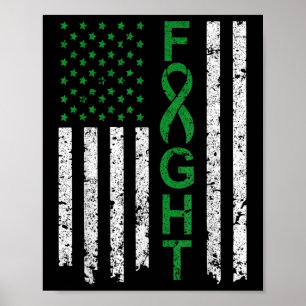 Póster Lucha Vintage Salud Mental Cinta Verde Bandera De 