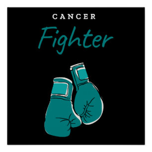 Póster luchador contra el cáncer, verde azulado