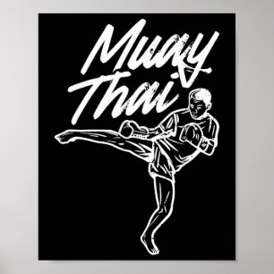 Póster Luchador de Artes Marciales de Muay Thai Luchando