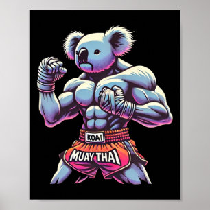 Póster Luchador de Kickboxing de Koala de Muay Thai Diver
