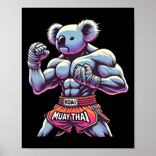 Póster Luchador de Kickboxing de Koala de Muay Thai Diver (Frente)