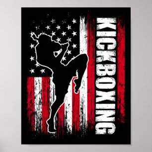 Póster Luchador de Kickboxing de la bandera estadounidens