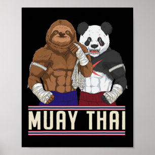 Póster Luchador de Kickboxing de Panza de Panda Perezoso