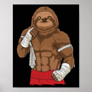 Póster Luchador de Kickboxing de Perezoso de Muay Thai 