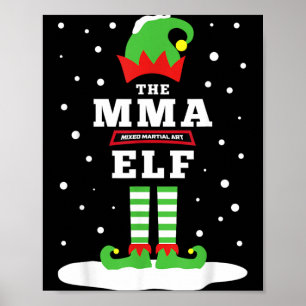 Póster Luchador de MMA Elfo Familiar Navideño Cute Snowy