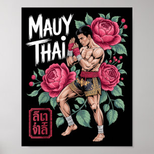 Póster Luchador de Muay Thai Kickboxing Amantes de las Ar