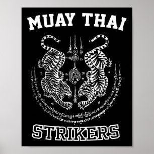 Póster Luchador de Muay Thai Kickboxing Tigre Sak Yant Mm