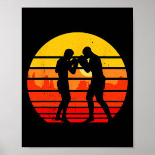 Póster Luchador de Muay Thai Vintage Retro Kickboxing Tai