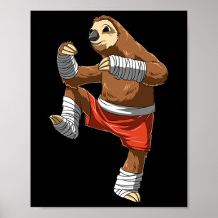 Póster Luchador de perezoso divertido - Regalo de kickbox