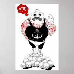 Póster Luchador tatuado grasa