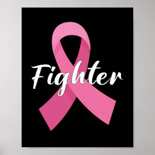 Póster Luchadora contra el cáncer de mama con conciencia