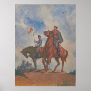 Póster Luchadores de la libertad - Pintura ecuestre de Ku