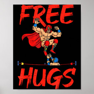 Póster Luchadores de lucha libre se abrazan humor diverti