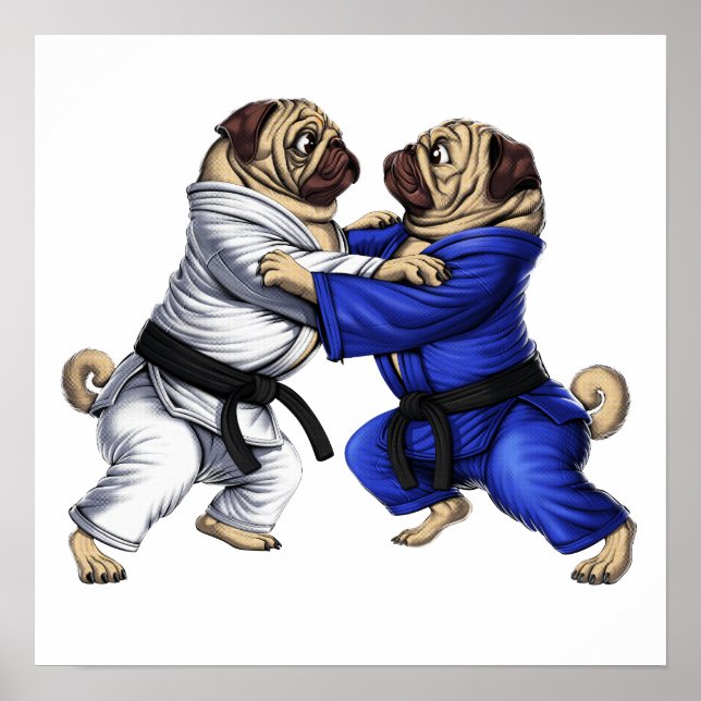 Póster Luchadores de Pugs Jiu-Jitsu (Frente)