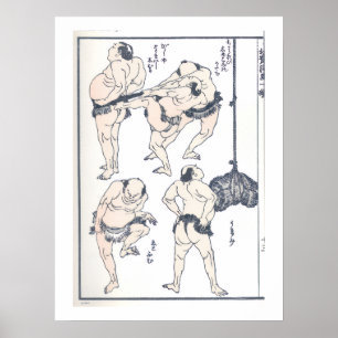Póster Luchadores de sumo en preparación