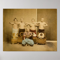 Luchadores de sumo Fotografía de la antigua Japón