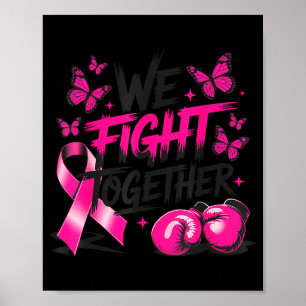 Póster Luchamos Juntos Guantes de Lucha Cáncer de Mama Aw