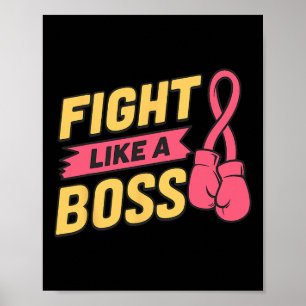 Póster Luchar Como Un Jefe De Cinta Rosa Boxear El Cáncer