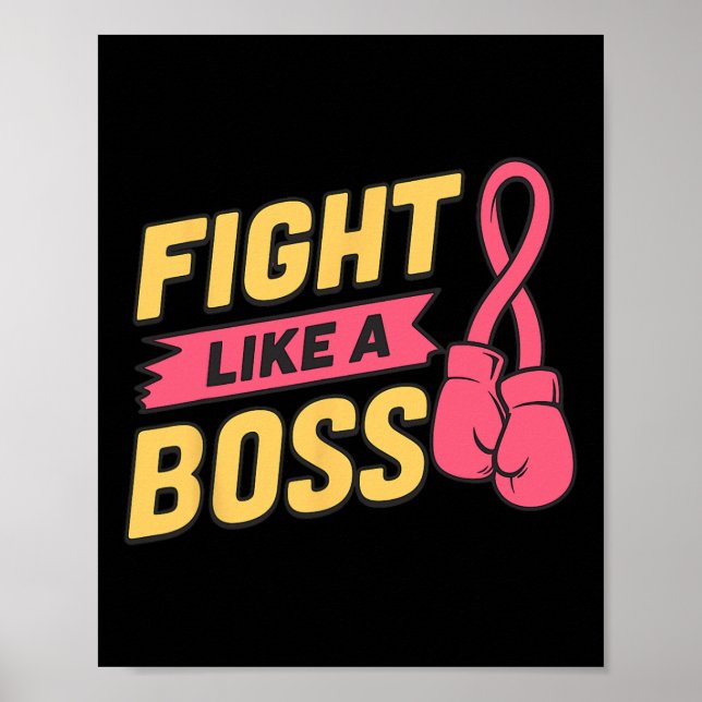 Póster Luchar Como Un Jefe De Cinta Rosa Boxear El Cáncer (Frente)