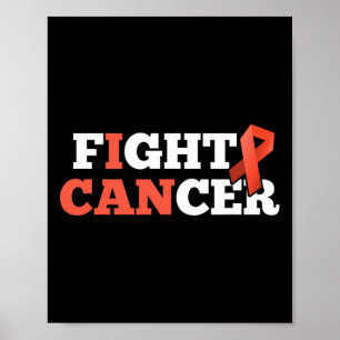 Póster Luchar contra la leucemia cancerosa Naranja Apoyo