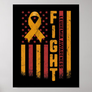 Póster Luchar contra la leucemia Conciencia Naranja Ribbo