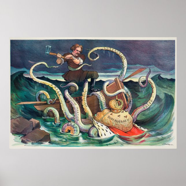 Póster Luchas de un Ilustracion eslavo vintage (Frente)