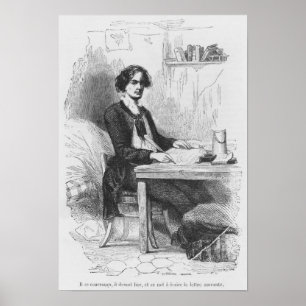 Póster Lucien de Rubempre escribiendo una carta