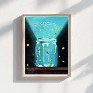 Póster Luciérnagas Pintura Juan 1 5 Versículo Bíblico