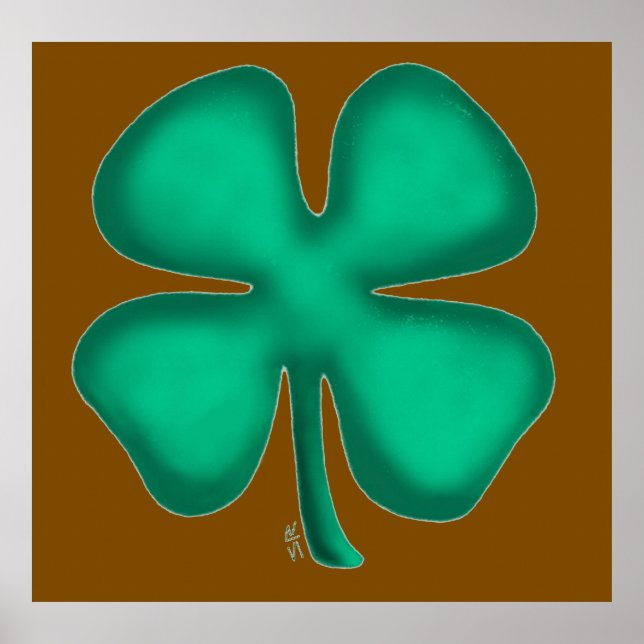 Póster Lucky 4 Leaf Irish Clover brown matte poster (Frente)