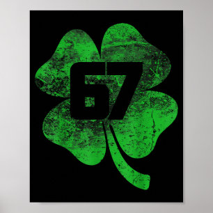 Póster Lucky 67 trébol verde Shamrock St Patrick Vintage