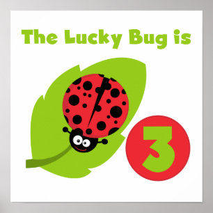Póster Lucky Bug 3 Birthday T camisetas y regalos