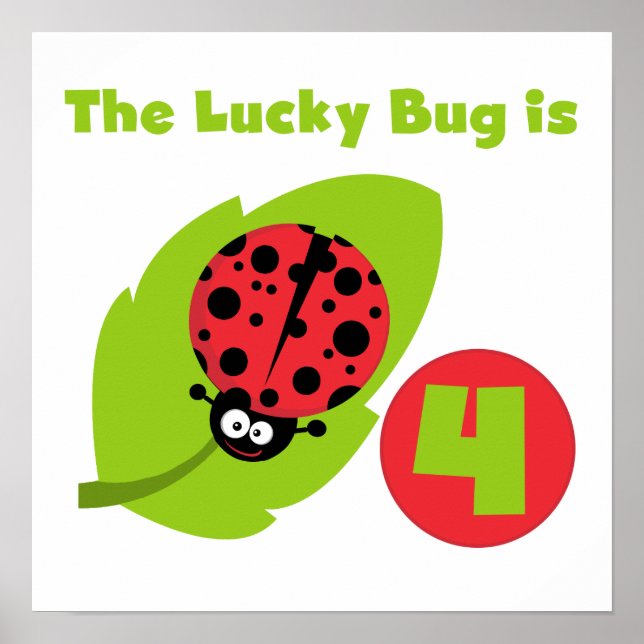 Póster Lucky Bug 4º Camisetas de cumpleaños y regalos (Frente)