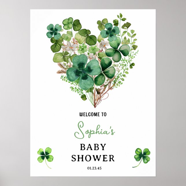 Póster Lucky Charm Baby Shower Shamrock Clover Poster (Frente)