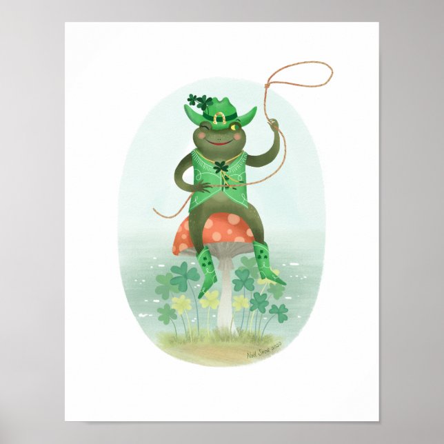 Póster Lucky Cowboy Bullfrog Art Print (Frente)