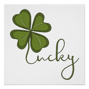 Póster Lucky Four Leaf Clover
