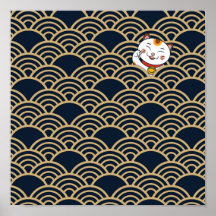 Lucky Japanese Calico Cat | Maneki Neko Poster