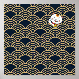 Póster Lucky Japanese Calico Cat | Maneki Neko Poster