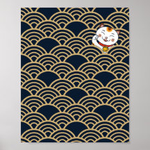 Lucky Japanese Calico Cat | Maneki Neko Poster
