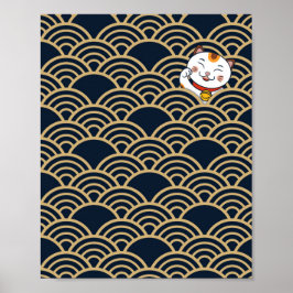 Póster Lucky Japanese Calico Cat | Maneki Neko Poster