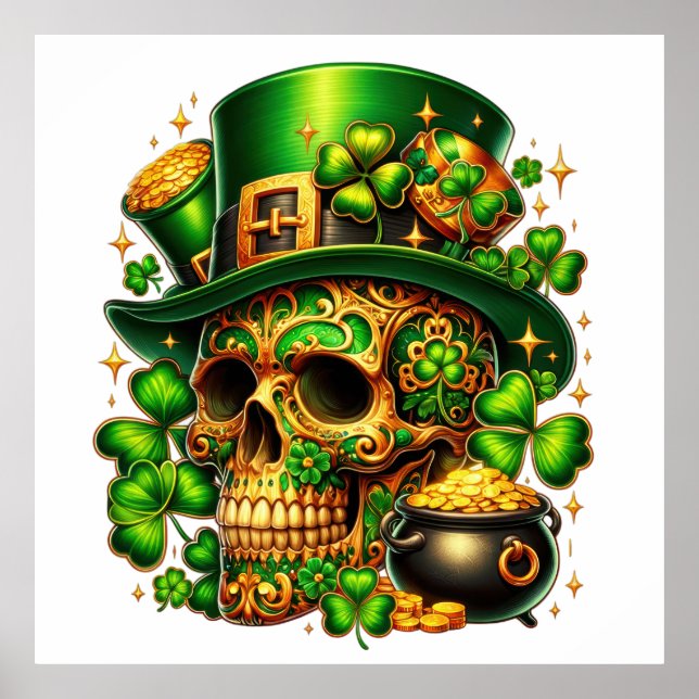 Póster Lucky Leprechaun Skull (Frente)