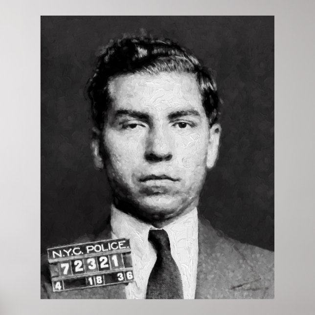 PÓSTER LUCKY LUCIANO MUGSHOT PÁINTERNAMENTE (Frente)