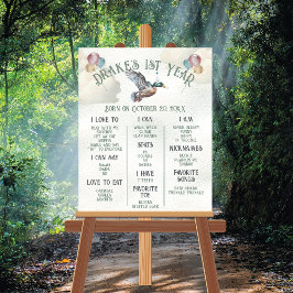 Póster Lucky Mallard Duck primer hito de cumpleaños